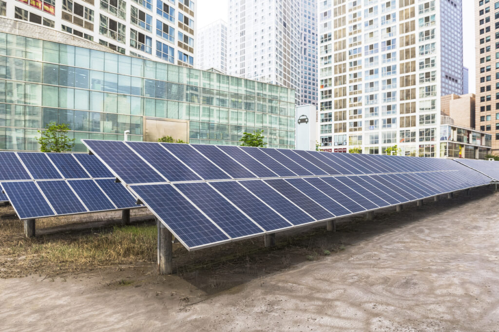 New energy saving photovoltaic power generation is applied to modern urban construction.